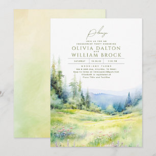 Mountains Wildflowers Nature Engagement Party Invitation