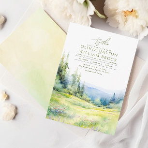 Mountains Wildflowers Summer Nature Wedding Invitation
