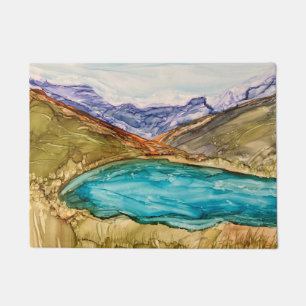 Mountains with lake doormat