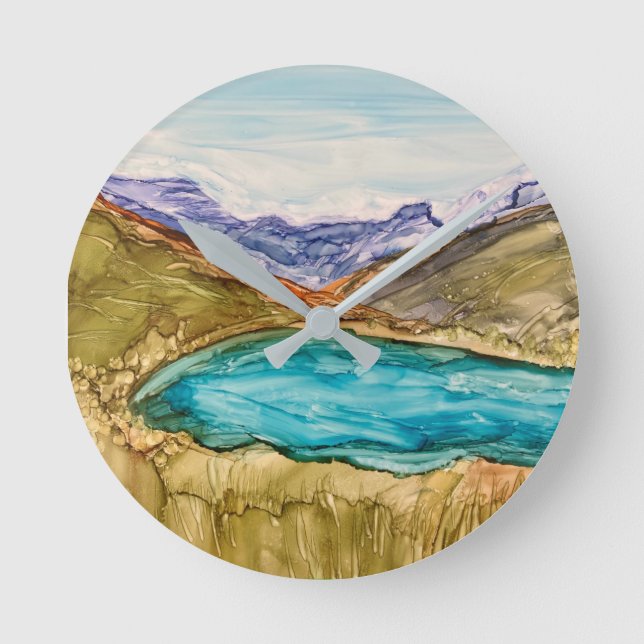 Mountains with lake  round clock (Front)