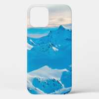 Mountains with snow peaks and sunset skysnow,alpin