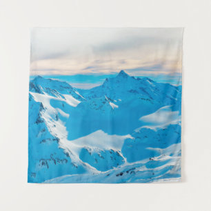 Mountains with snow peaks and sunset skysnow,alpin tapestry