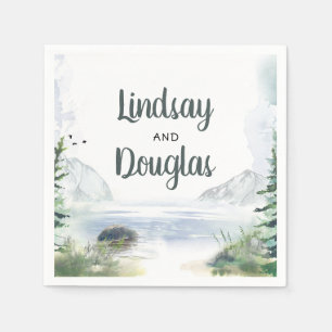 Mountains Woodsy Nature Adventure Wedding Napkin
