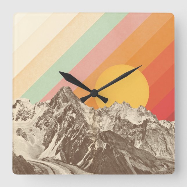 Mountainscape 1 | Florent Bodart Square Wall Clock (Front)