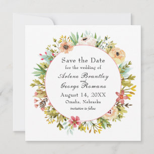 Mountainside Wildflowers Watercolor Wedding Save The Date