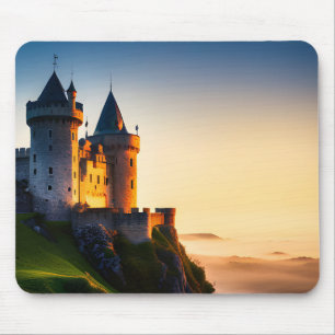 Mountaintop Castle In The Mist Mouse Pad