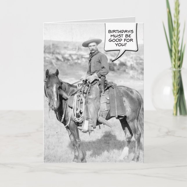 Mounted Cowboy Birthday Card (Front)