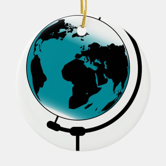 Mounted Globe On Rotating Swivel Ceramic Ornament