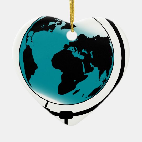 Mounted Globe On Rotating Swivel Ceramic Ornament