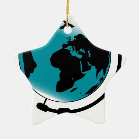 Mounted Globe On Rotating Swivel Ceramic Ornament