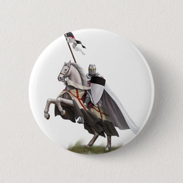 Mounted Knight Templar 6 Cm Round Badge (Front)