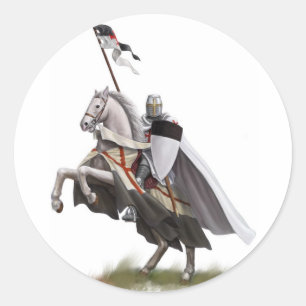 Mounted Knight Templar Classic Round Sticker