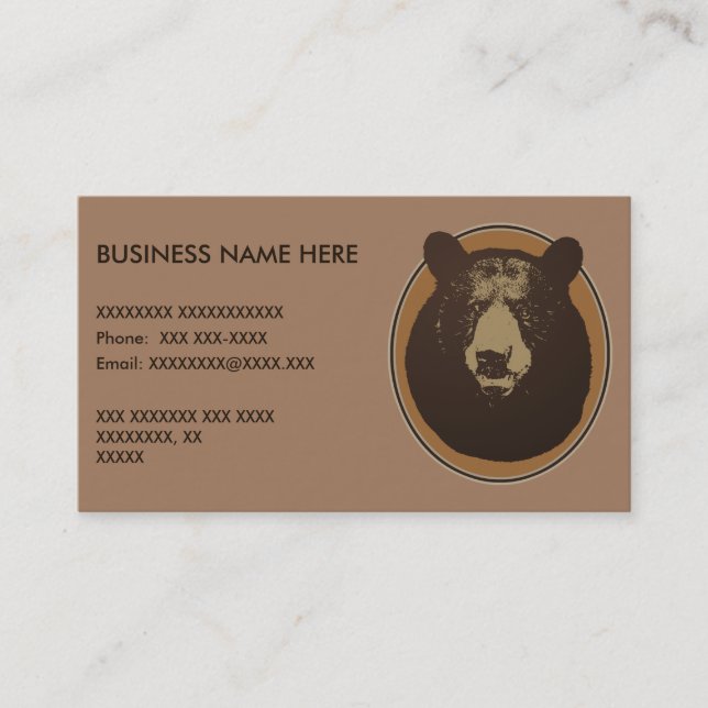 Mounted Taxidermy Bear Head Graphic Business Card (Front)