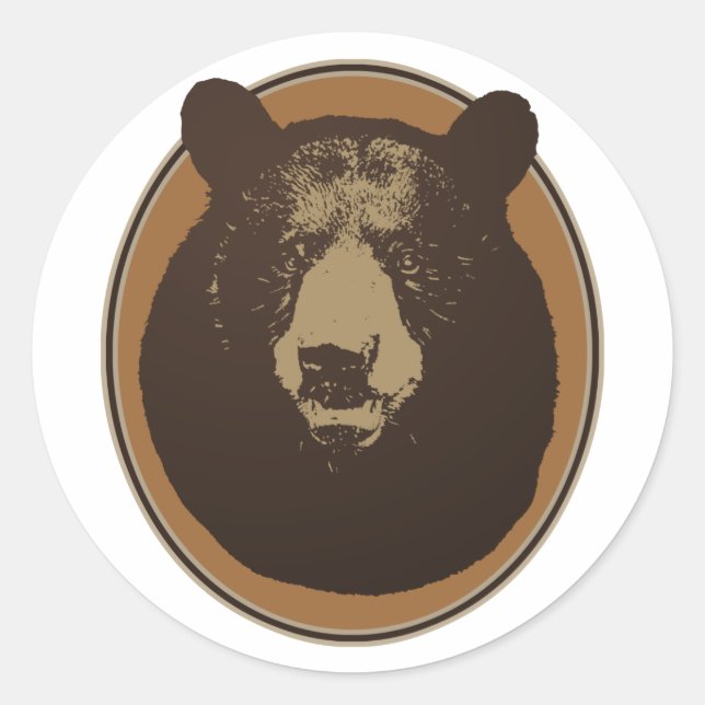Mounted Taxidermy Bear Head Graphic Classic Round Sticker (Front)