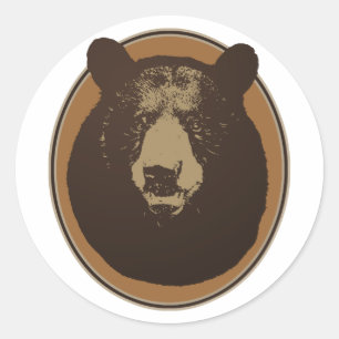Mounted Taxidermy Bear Head Graphic Classic Round Sticker