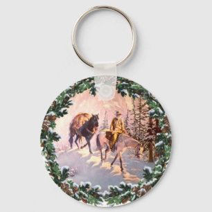 MOUNTIAN MAN & WREATH by SHARON SHARPE Key Ring