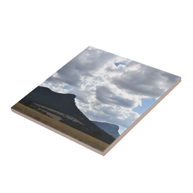 Mounts Sturgeon and Abrupt Under Dramatic Clouds  Ceramic Tile (Side)