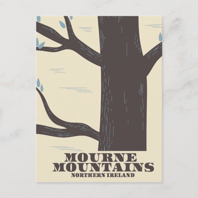 mourne mountains northern ireland travel poster postcard (Front)