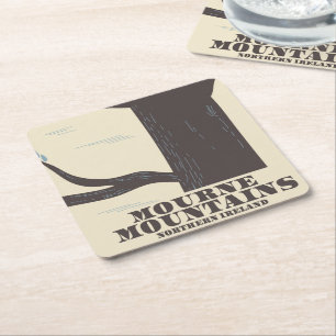 mourne mountains northern ireland travel poster square paper coaster