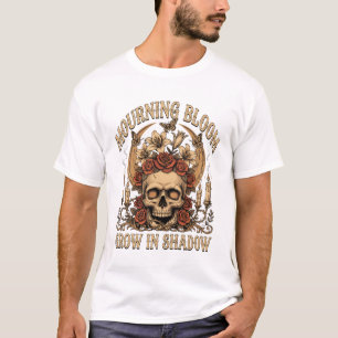 Mourning Bloom Gothic Skull Floral T-Shirt
