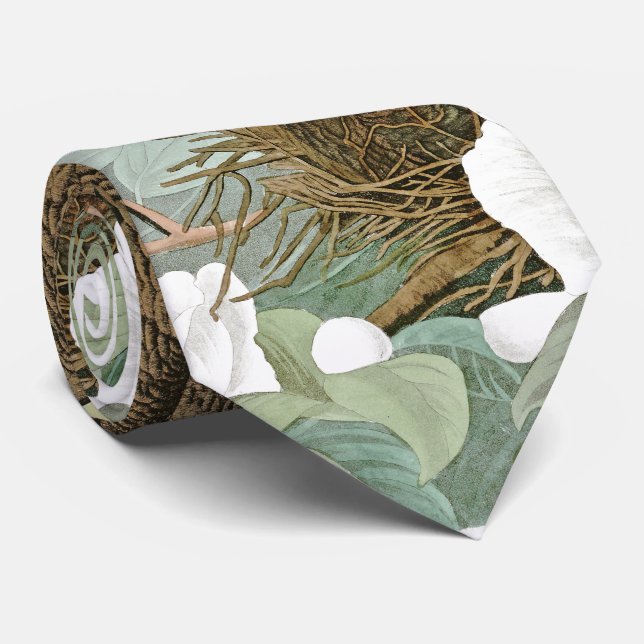 Mourning Dove Birds Flowers Audubon Wildlife Tie (Rolled)