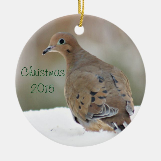 Mourning dove photo ceramic ornament (Front)