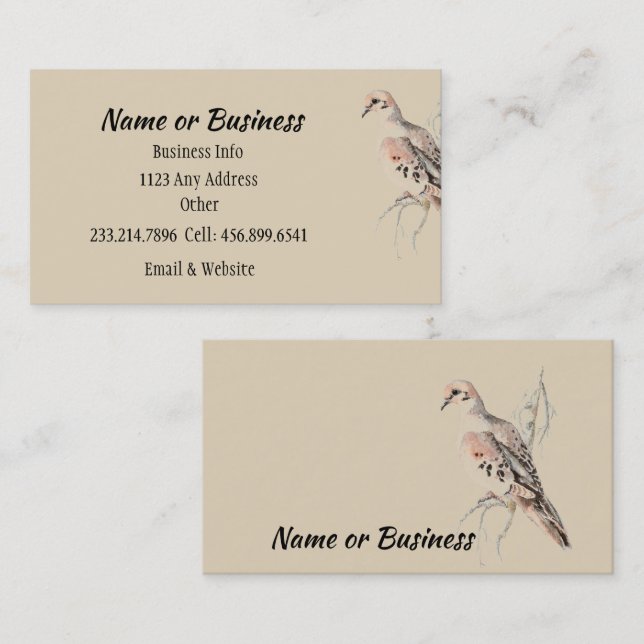 Mourning Dove/ Turtle Dove Card  to Customise (Front/Back)