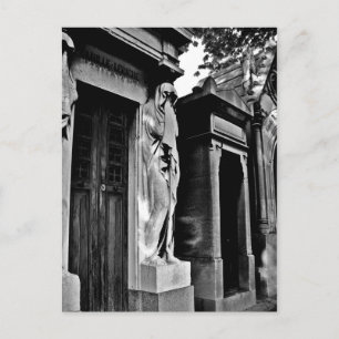 Mourning in the cemetery postcard