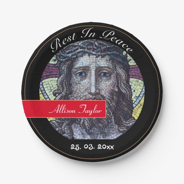 Mourning with Jesus Christ / Memorial, Funeral Paper Plate (Front)