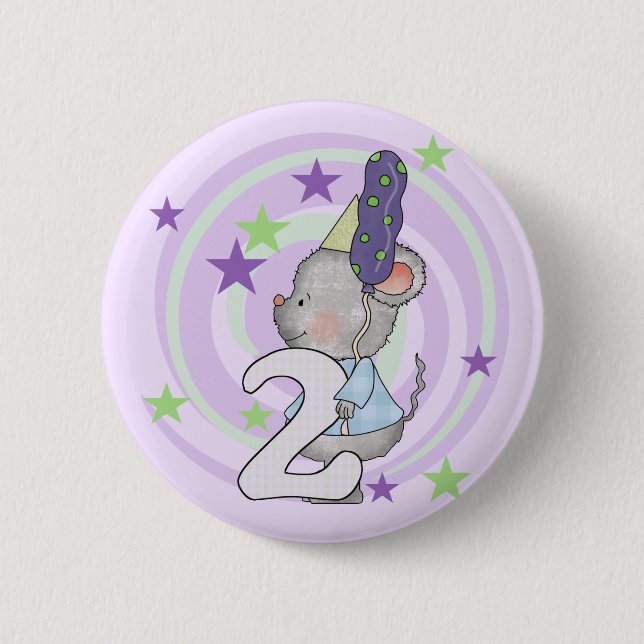 Mouse 2nd Birthday T shirts and Gifts 6 Cm Round Badge (Front)