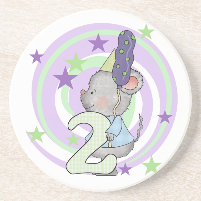 Mouse 2nd Birthday T shirts and Gifts Coaster (Front)