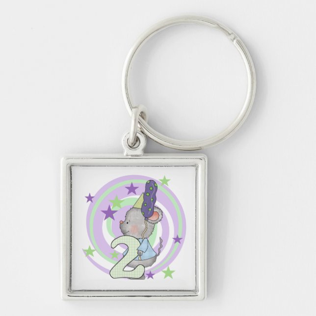 Mouse 2nd Birthday T shirts and Gifts Key Ring (Front)
