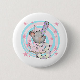 Mouse 3rd Birthday T-shirts and Gifts 6 Cm Round Badge