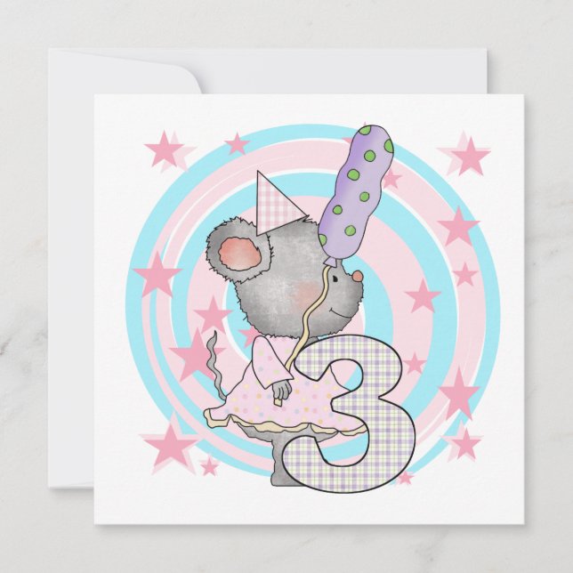 Mouse 3rd Birthday T-shirts and Gifts Card (Front)