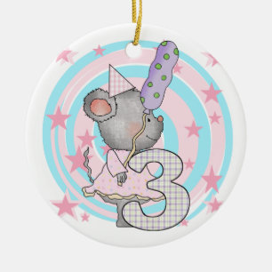 Mouse 3rd Birthday T-shirts and Gifts Ceramic Ornament