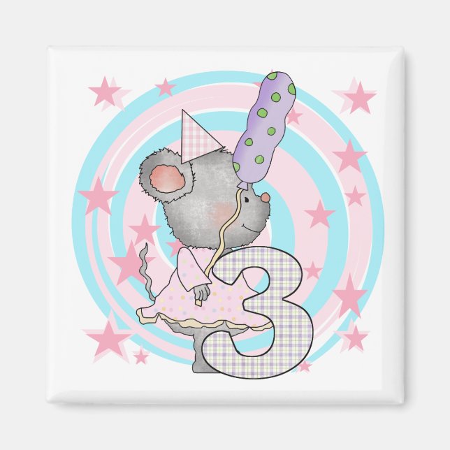 Mouse 3rd Birthday T-shirts and Gifts Magnet (Front)