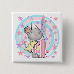 Mouse 4th birthday T-shirts and Gifts 15 Cm Square Badge