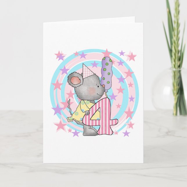 Mouse 4th birthday T-shirts and Gifts Card (Front)