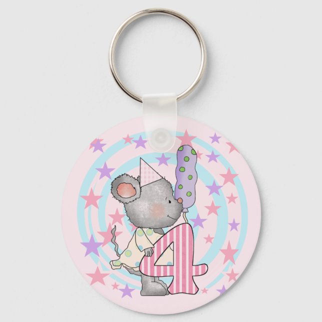 Mouse 4th birthday T-shirts and Gifts Key Ring (Front)