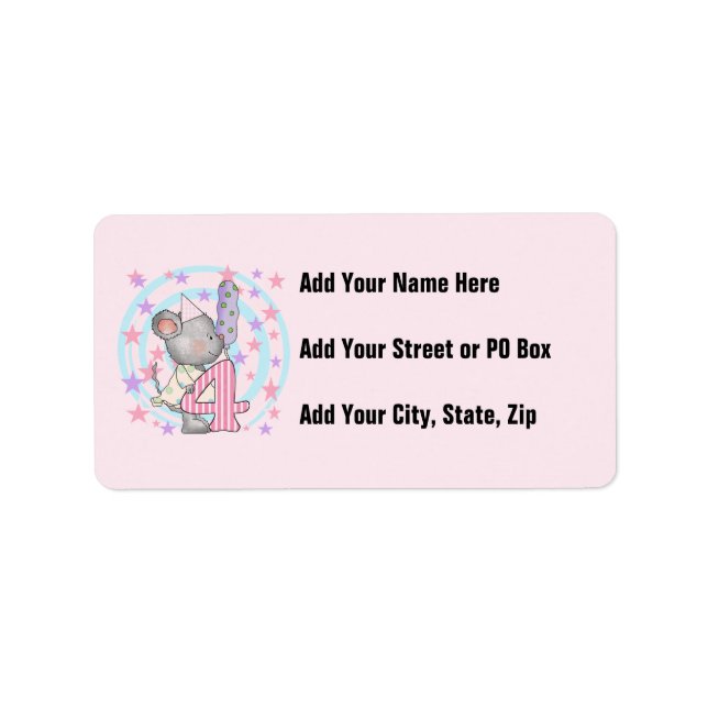 Mouse 4th birthday T-shirts and Gifts Label (Front)