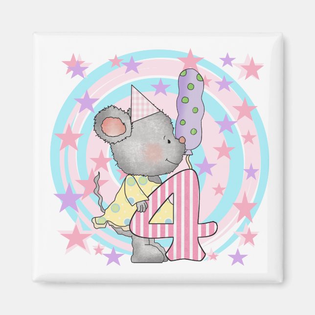 Mouse 4th birthday T-shirts and Gifts Magnet (Front)