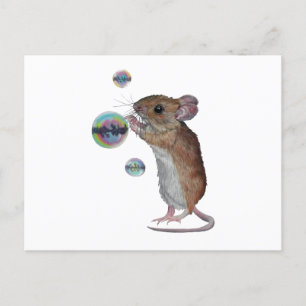 Mouse and Bubbles Announcement Postcard