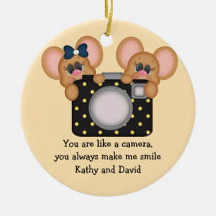 Mouse and Camera Ceramic Tree Decoration