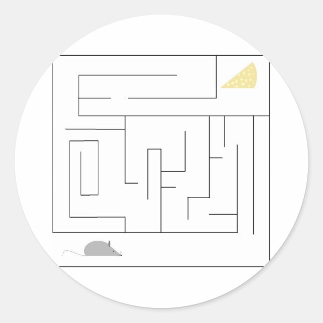 Mouse and Cheese Maze Classic Round Sticker (Front)