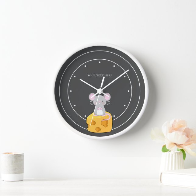 Mouse and Cheese Personalised Clock (Home)