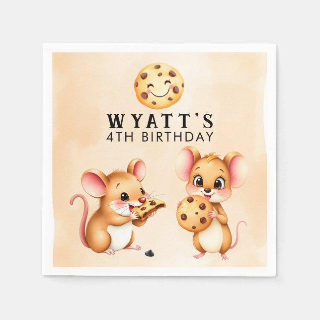 Mouse and Cookie Theme Birthday Party Napkin (Front)