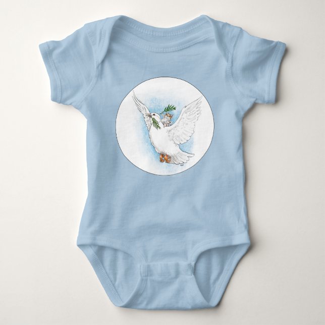 Mouse and Dove Peaceful Baby Romper Bodysuit (Front)