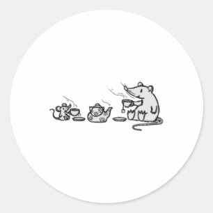 Mouse And Rat Have A Grand Tea Party Sticker