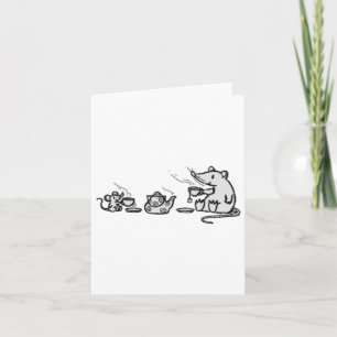 Mouse And Rat Have A Grand Tea Party Sticker Card