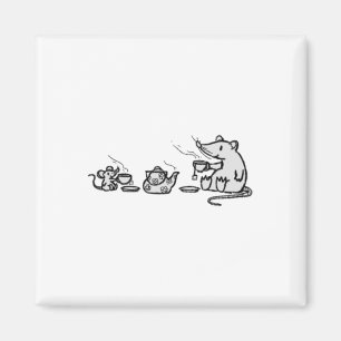 Mouse And Rat Have A Grand Tea Party Sticker Magnet